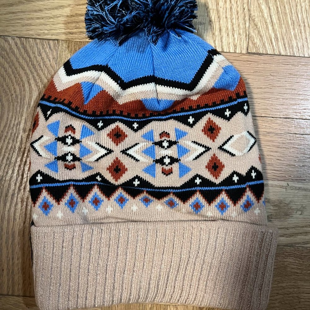 NWT Fairisle Tan United By Blue Pom Beanie Hiking Marigold Hat Unisex